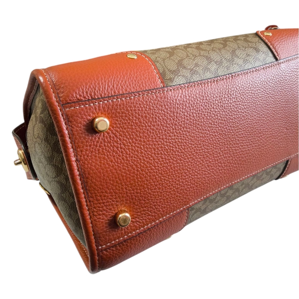 Coach Millie Satchel in Colorblock - Signature C Khaki and Terracotta - Picture 9 of 14